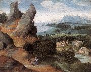 PATENIER, Joachim Landscape with the Flight into Egypt agh oil painting